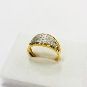 22kt, 916 Hm, Yellow Gold plain american diamonds Ring For Men Jkr225