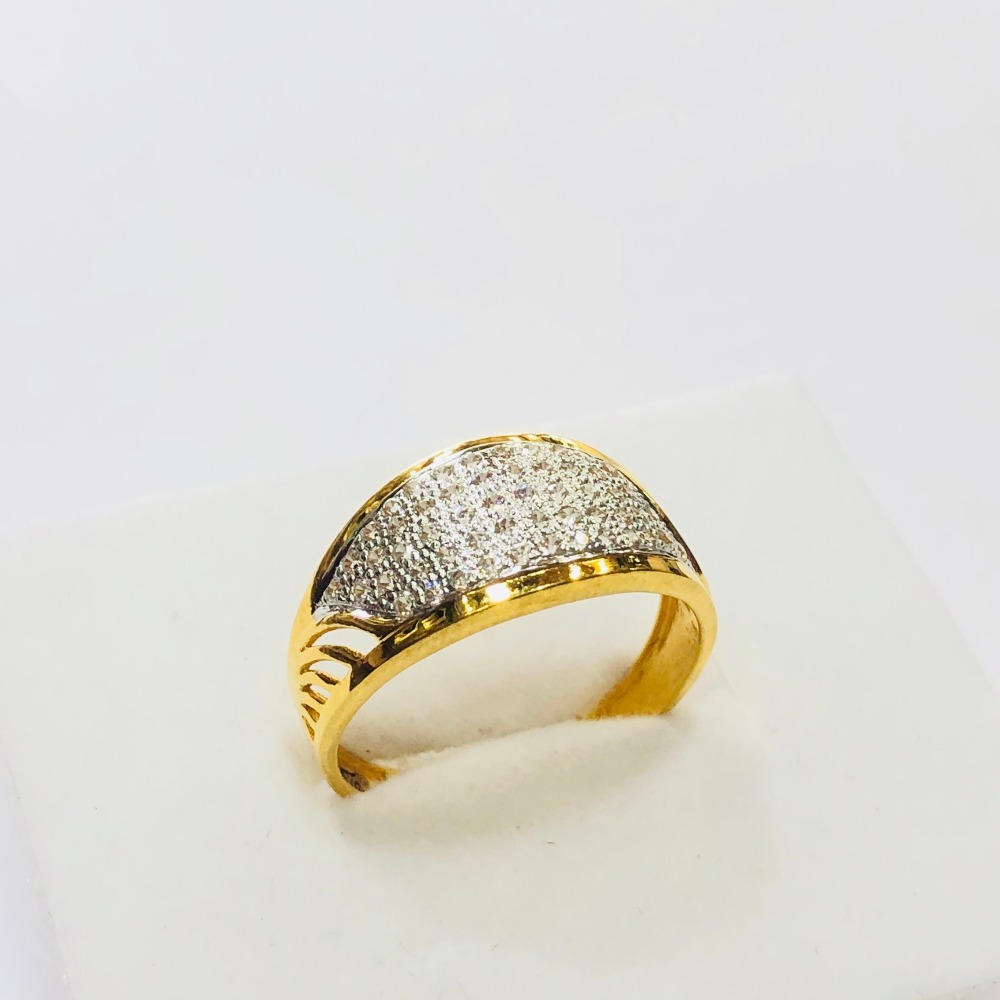 22kt, 916 Hm, Yellow Gold plain american diamonds Ring For Men Jkr225