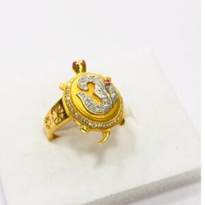 22kt, 916 HM, Yellow Gold tortoise om Design Ring For Men JKR209