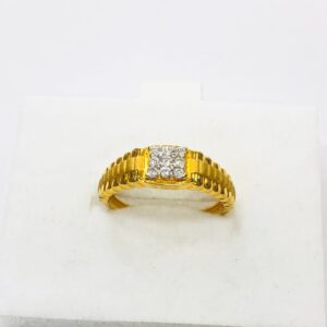 22kt, 916 HM, Yellow Gold slim textured Design Ring For Men JKR211