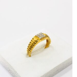 22kt, 916 HM, Yellow Gold slim textured Design Ring For Men JKR211