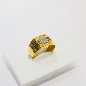 22kt, 916 HM, Yellow Gold AD broad square Design Ring For Men JKR212