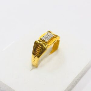 22kt, 916 HM, Yellow Gold rectangle AD Ring For Men JKR214