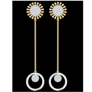 22kt, 916 Hm, Yellow Gold designer earrings long AD Jke137.