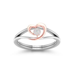 18 kt, White gold with rose gold heart ring JKR0465