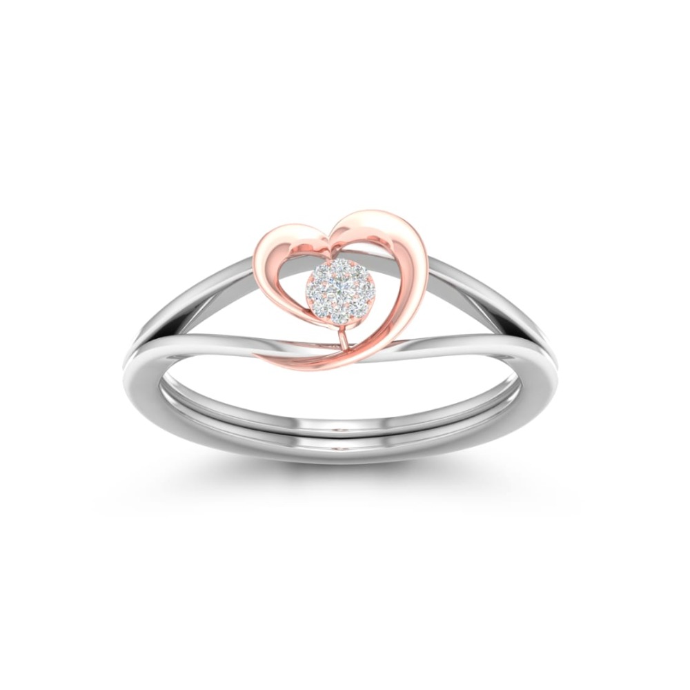 18 kt, White gold with rose gold heart ring JKR0465