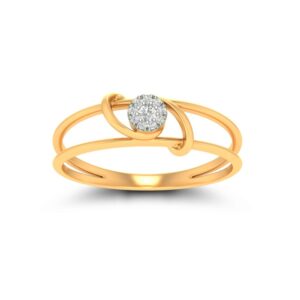 22kt, 916 hallmark, Gold and diamond curving ring for women JKR0817