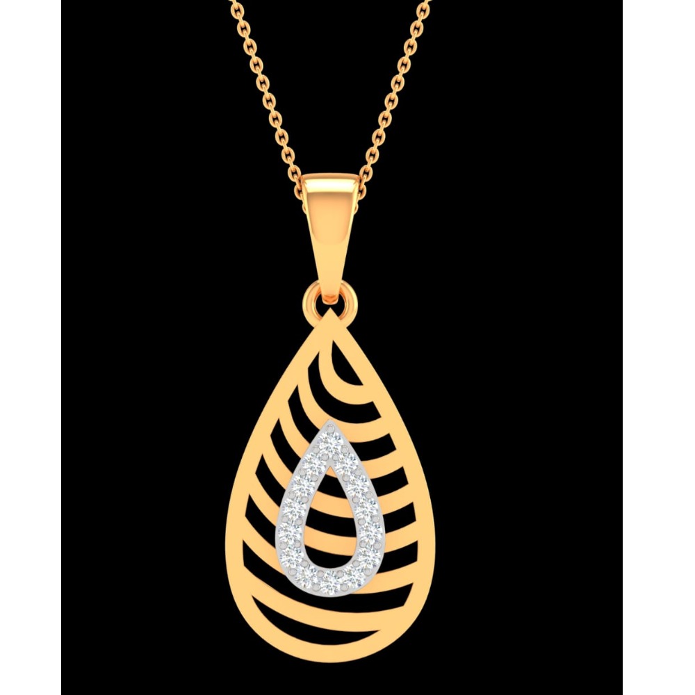 18kt, Yellow Gold Lined Texture drop Pendant JKP181.