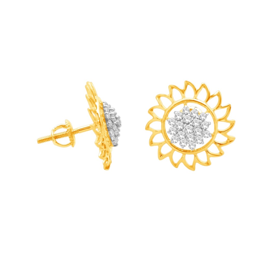 916 Gold CZ Classic Earring For Women JK-E001