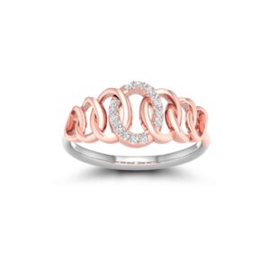 18kt rose gold plated two tone  Loop in loop ladies ring jk-lr006