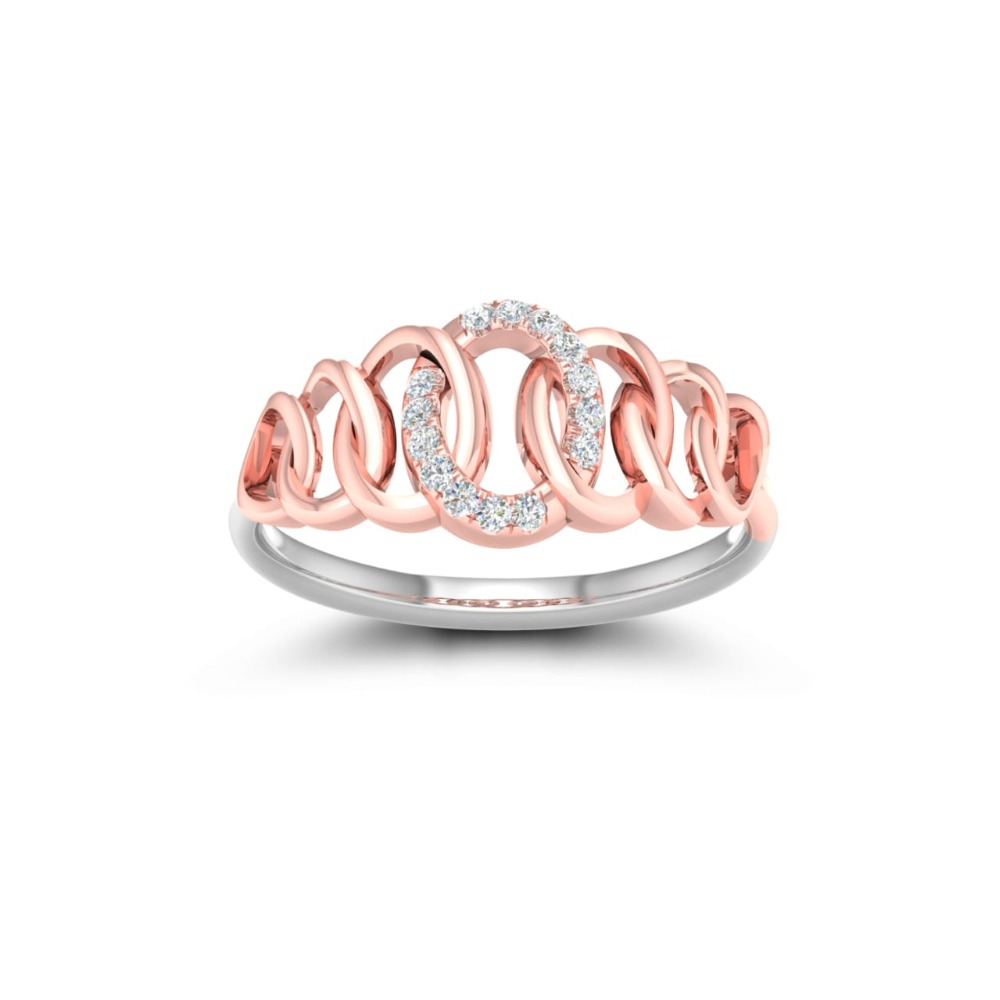 18kt rose gold plated two tone  Loop in loop ladies ring jk-lr006