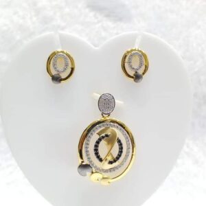 916 Gold CZ Designer Pendant Set