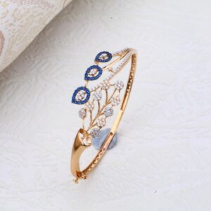 18kt rose gold classic blue leave design Bangle