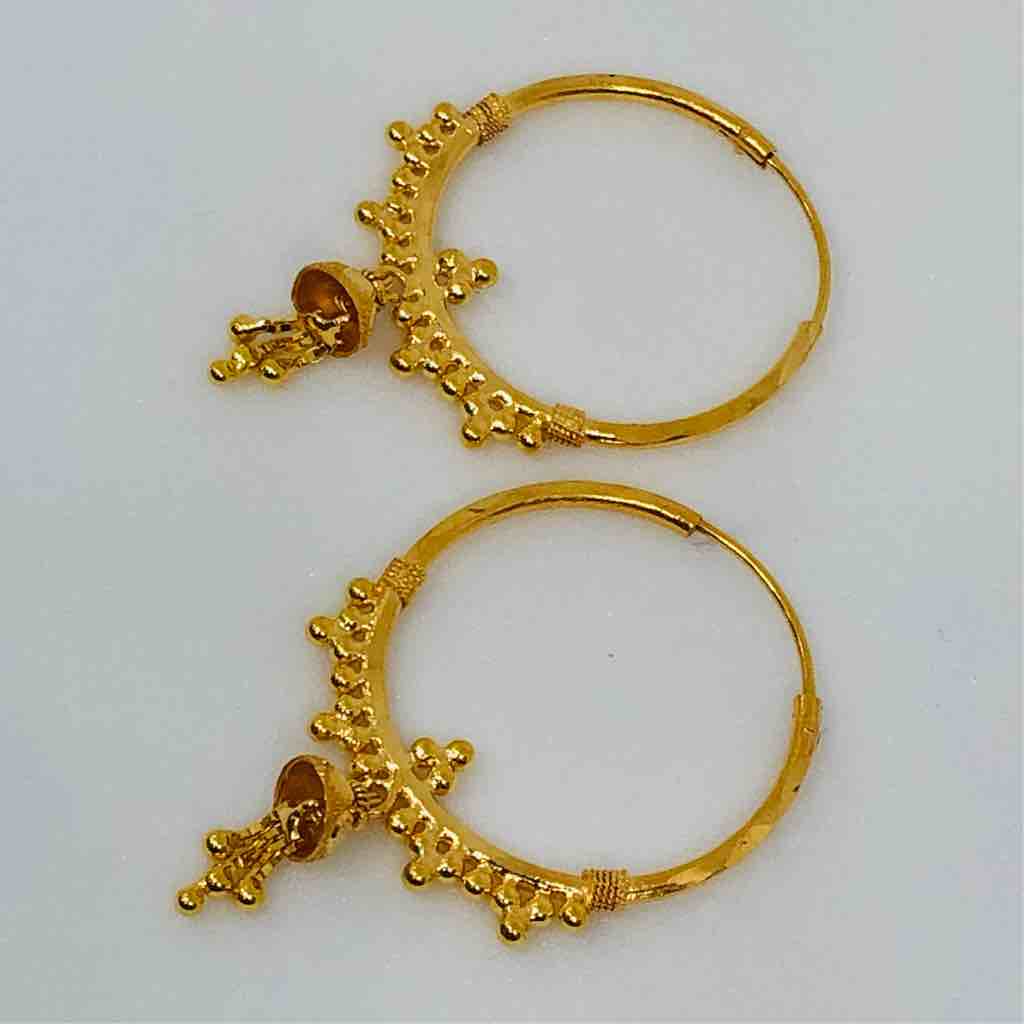 18kt exclusive ladies plain gold kadi (earrings ) - Image 2