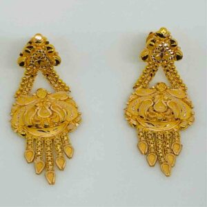 18kt long plain gold ladies earring