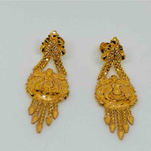 18kt long plain gold ladies earring
