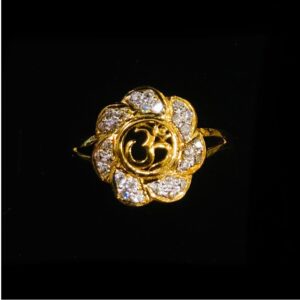 916 Gold CZ Diamond Om Design Ladies Ring