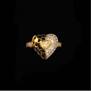 22KT Gold Heart Shape CZ Diamond Ladies Ring