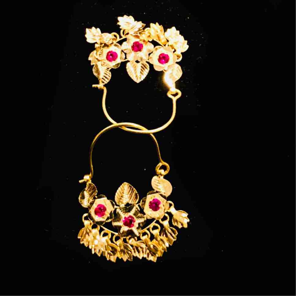 916 Gold Pink Stoned Fancy Nakhla