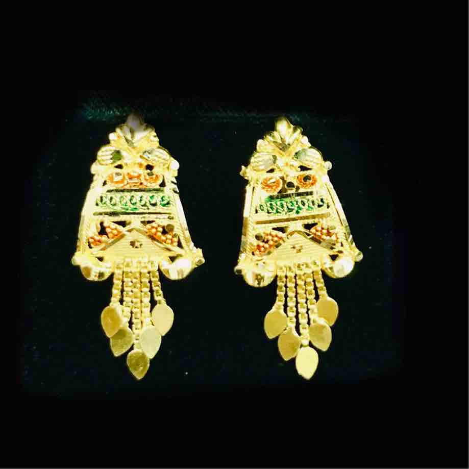 22KT Yellow Plain Gold Designer Earrings - Image 4
