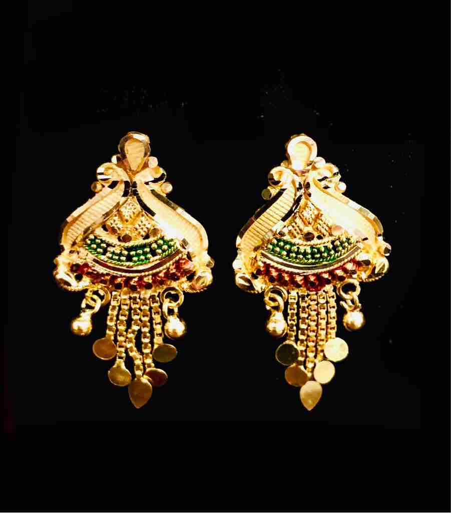22KT Yellow Plain Gold Designer Earrings - Image 3