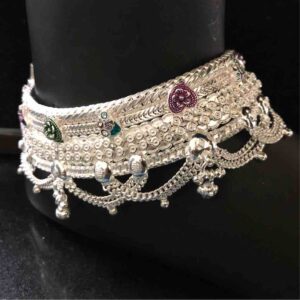 925 Silver Antique Heart Design Broad Payal