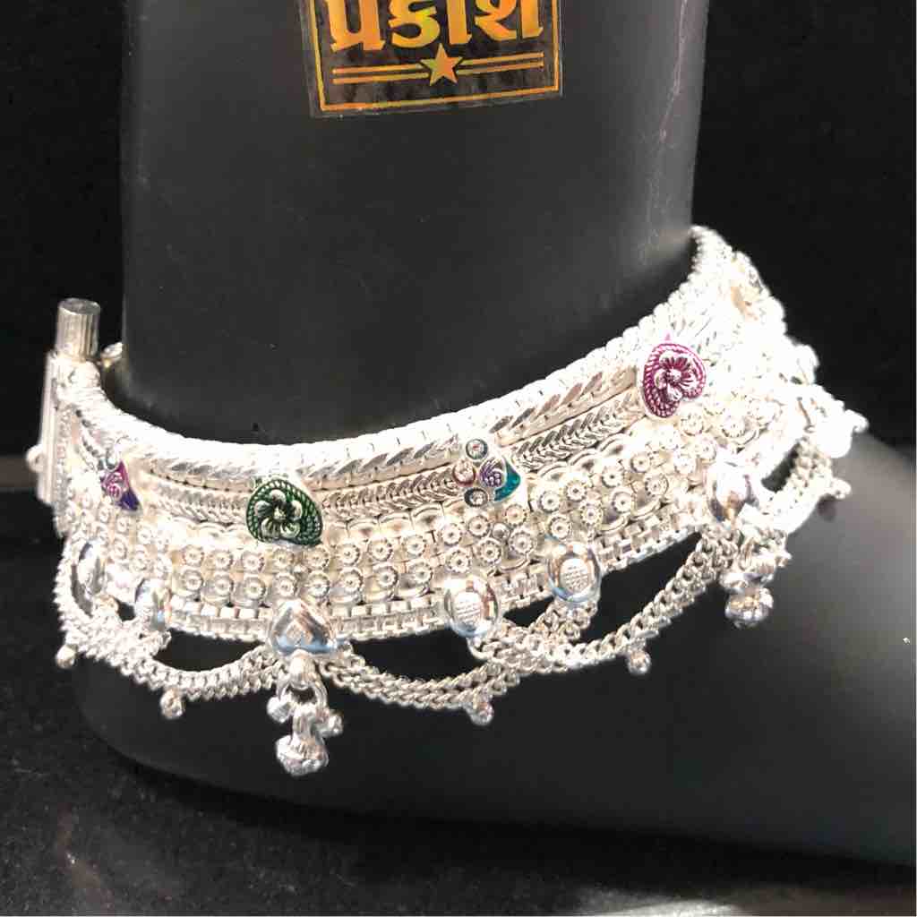 925 Silver Antique Heart Design Broad Payal - Image 3