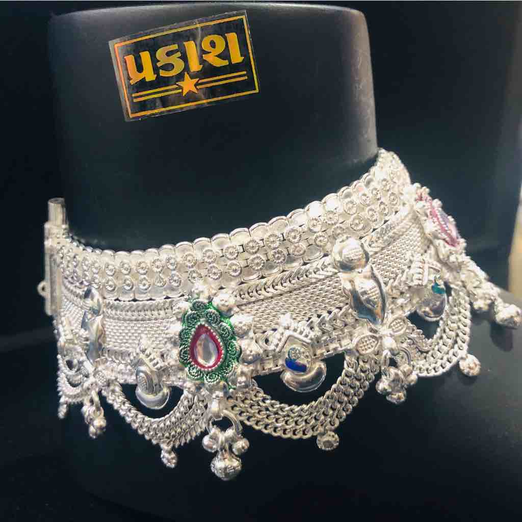 925 Silver Antique Heart Design Broad Payal - Image 2