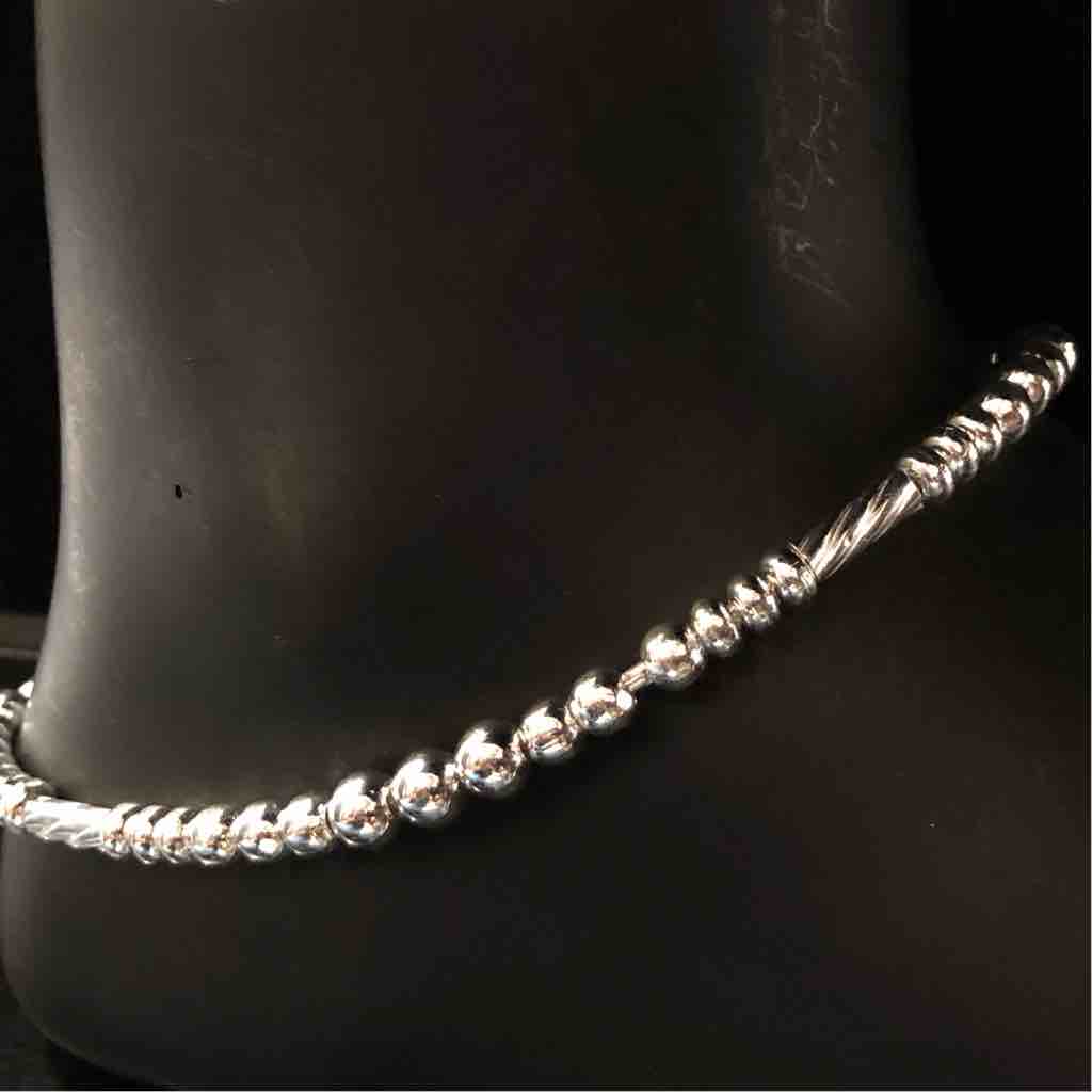 925 Sterling Silver Fancy Light Weight Anklet - Image 2