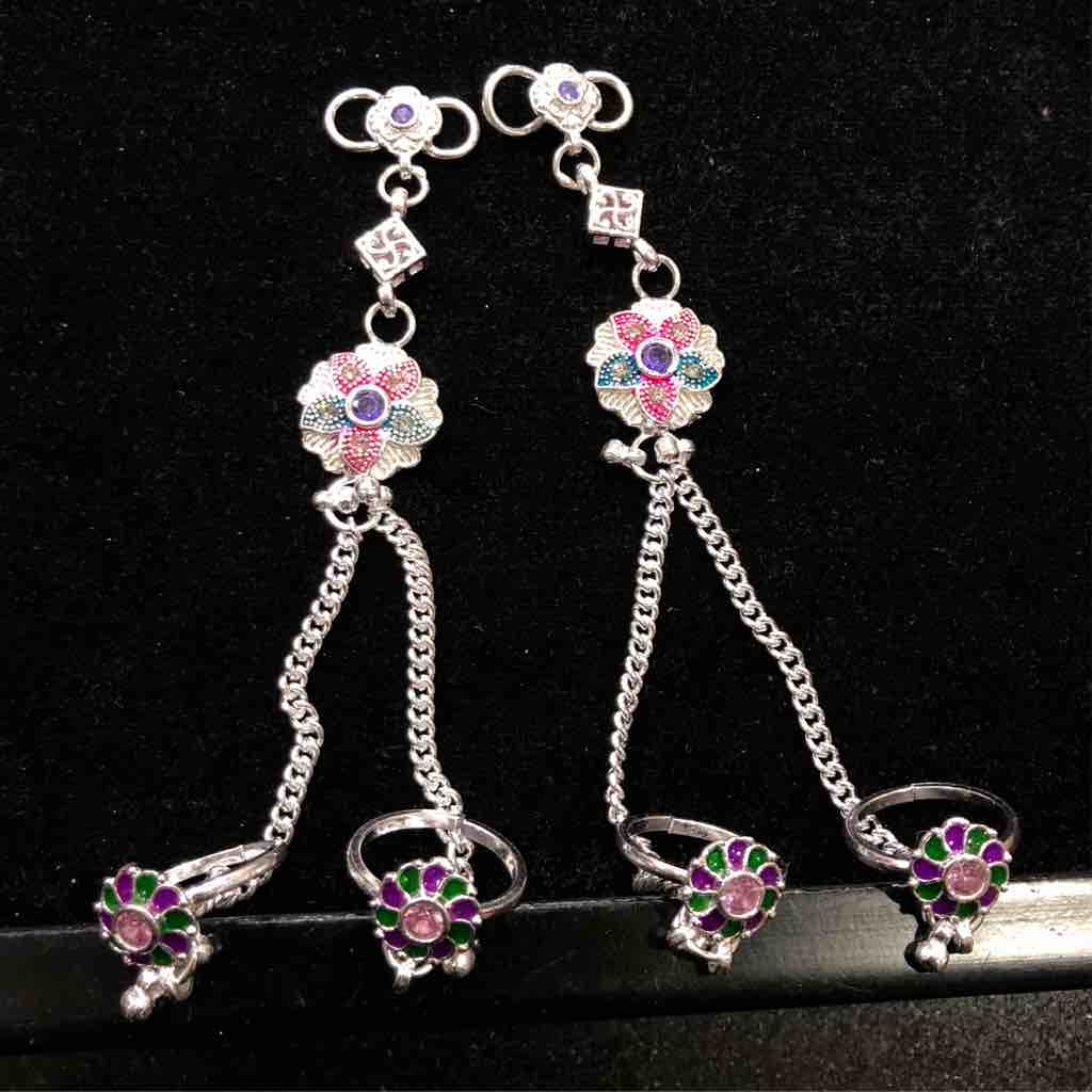 925 Sterling Silver Designer Anklet With Ring - Image 2