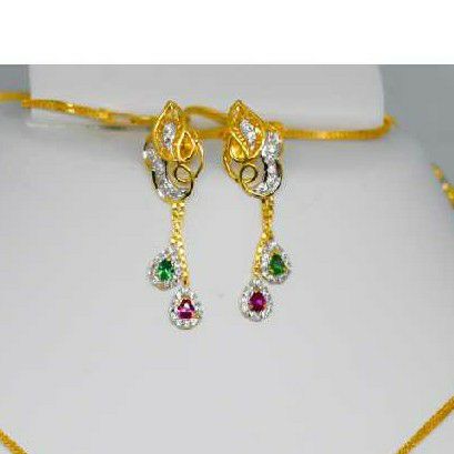 Chain pendant set with colour stone - Image 2