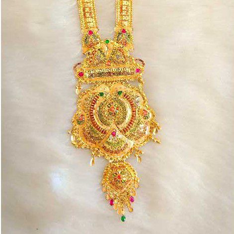 916 Double Gold Bridal Necklace Set - Image 3