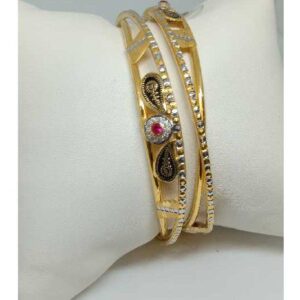 916 Gold Fancy Pink Stone Copper Kadli