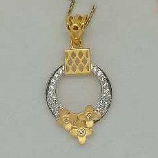 916 Gold Designer Diamond Pendant Set