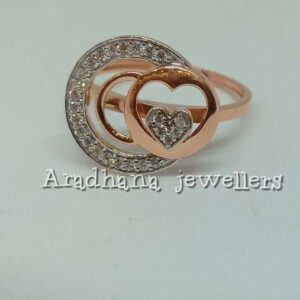 18KT Rose Gold Heart Shaped Ladies Wedding Ring