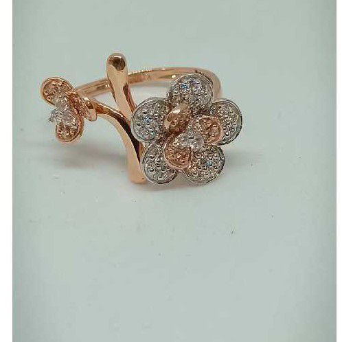 18KT Rose Gold Flower Designer Ladies Wedding Ring - Image 2
