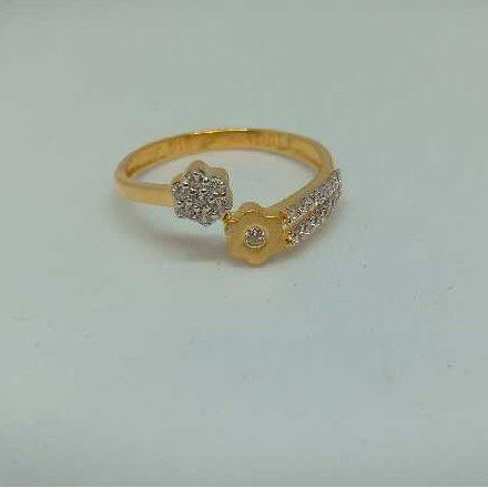 916 Gold Flower Design Diamond Ladies Ring - Image 2