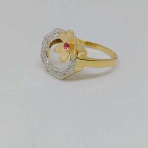 916 Gold Ladies Pink Stone Ring