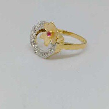 916 Gold Ladies Pink Stone Ring - Image 2