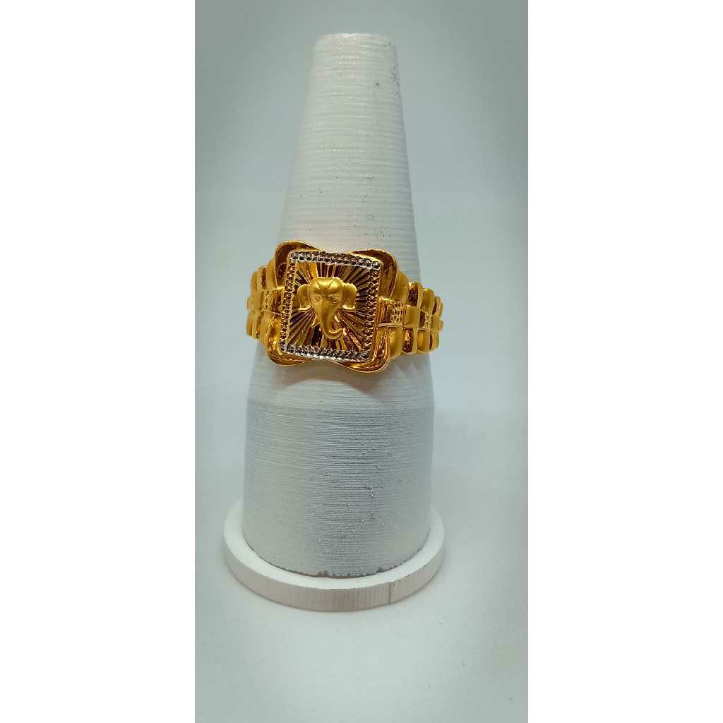 916 Gold Casual Wear Gents Ganesh Ring