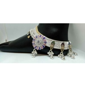 Silver Stone Sitting Bridal Payal