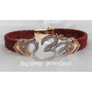18KT Rosegold Om Leather Bracelet