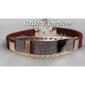18KT Rosegold Leather Bracelet For Gents