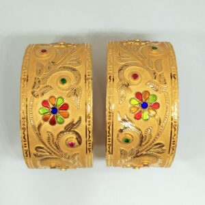 916 Gold Colourful Rajwadi Kada