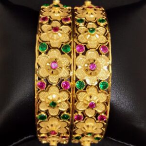 916 Gold Rajwadi Coloured Stone Bangles