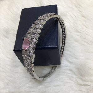 Silver Forming Pink Stone Bracelet