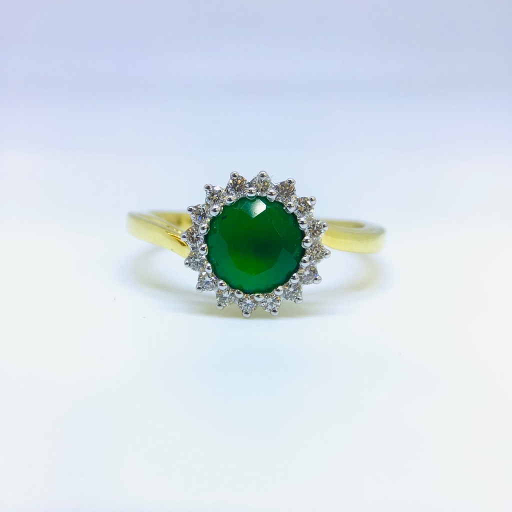 DESIGNING FANCY REAL DIAMOND GREEN STONE RING