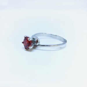 FANCY STERLING SILVER RED STONE RING