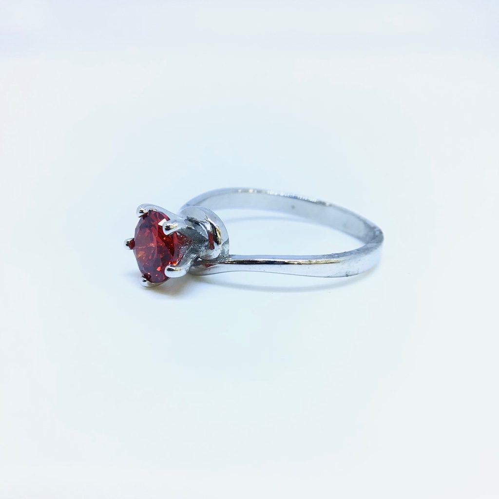 FANCY STERLING SILVER RED STONE RING - Image 3