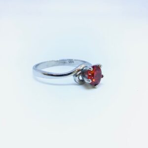 FANCY STERLING SILVER RED STONE RING